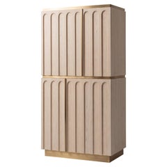 Contemporary Architectural Cabinet In Oak Wood And Satin Brass By José Castro