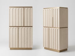Contemporary Architectural Cabinet In Oak Wood And Satin Brass By José Castro