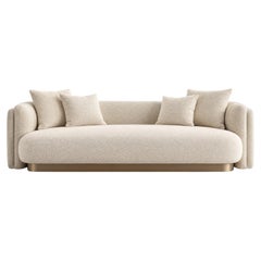 Contemporary Architectural Sofa Ivory Bouclé & Satin Bronze Plinth - José Castro