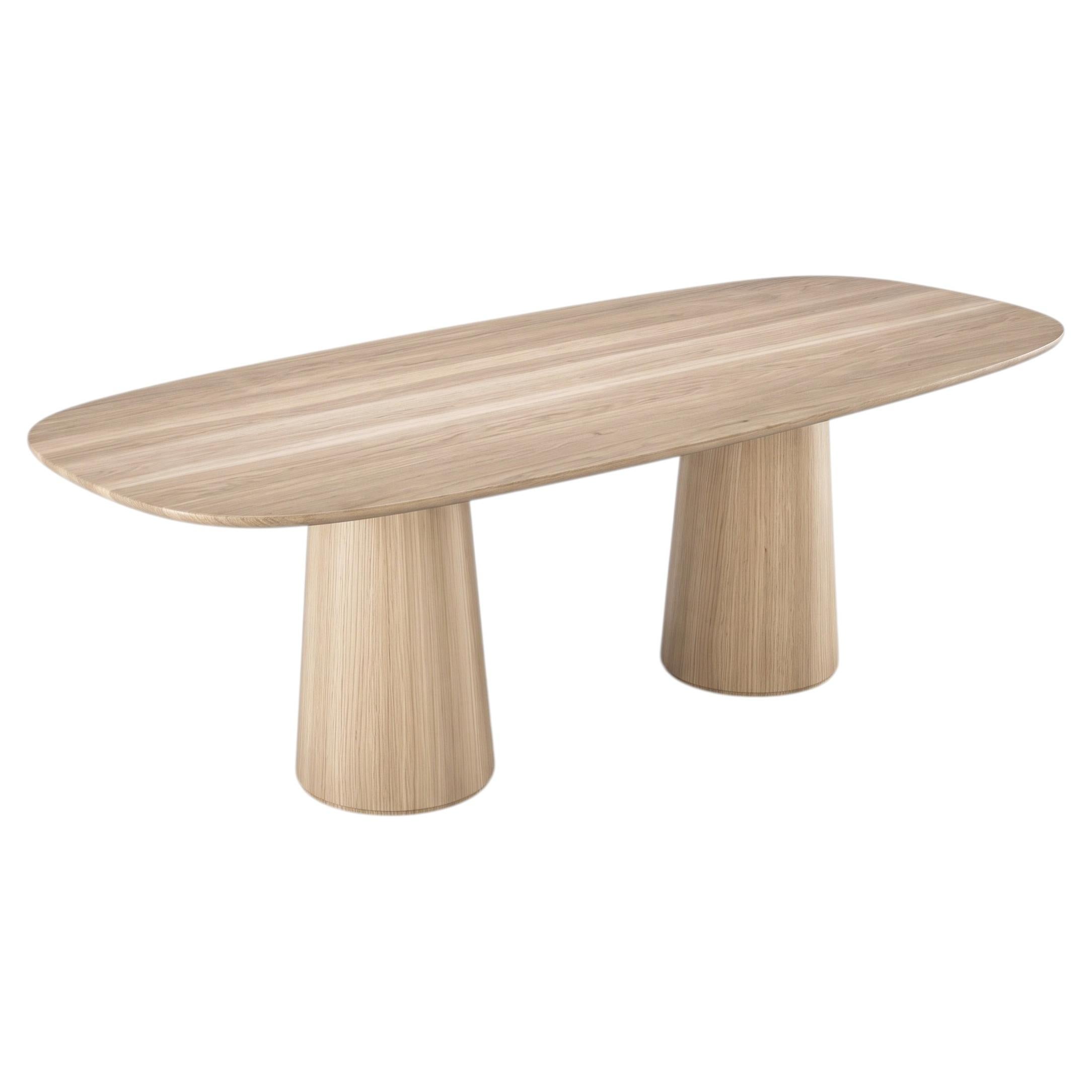 Rectangular Dining Table With Rounded Edges In Oak Or Walnut For Sale