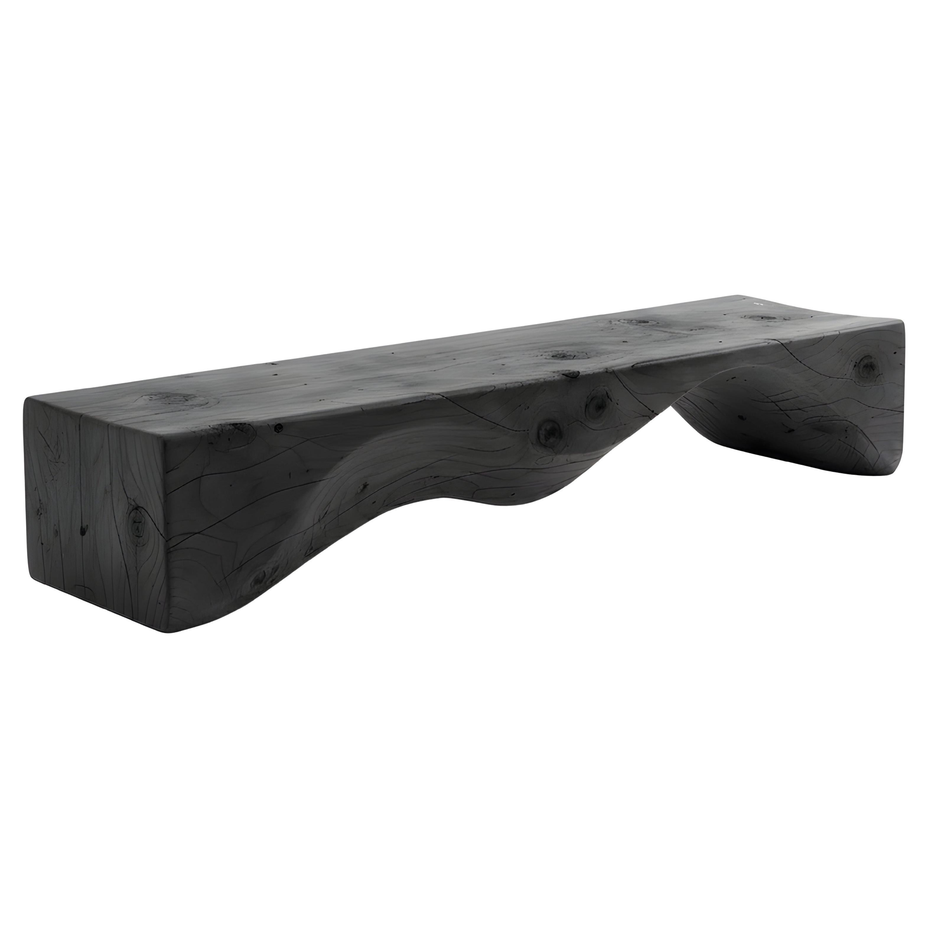 Mountains Outdoor Bench in Solid Cedar with Vulcano Finish by Riva1920