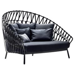 Outdoor Daybed In Powder-Coated Aluminum Frame Wrapped In Outdoor Rope