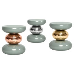 Stacking Pebbles Side Table Offered in Lacquered Wood & Hammered Brass