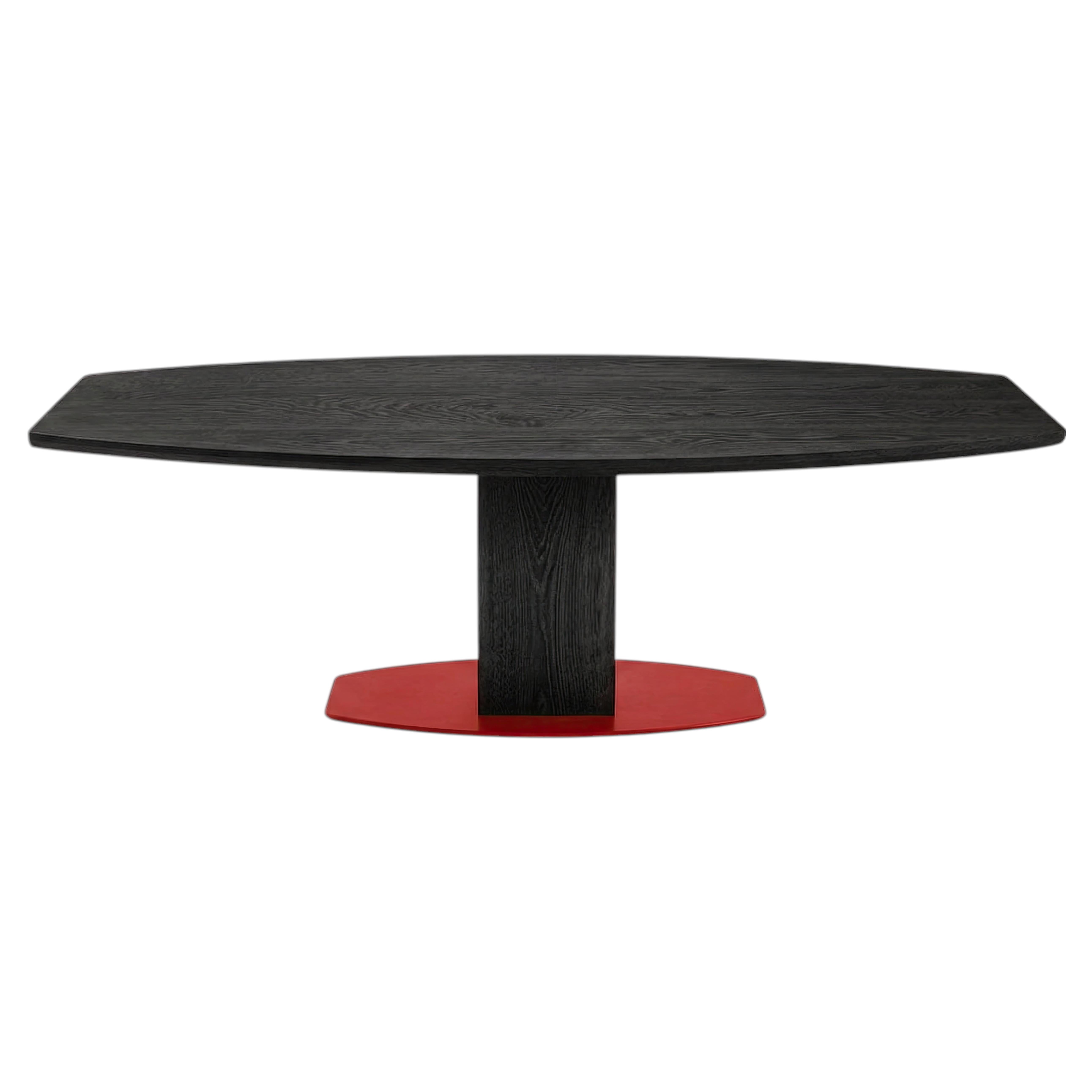 Riva 1920 Solid Wood Oval Dining Table with Metal Base, Modern Design For Sale