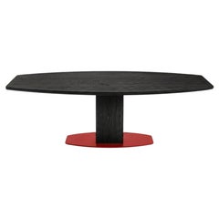 Riva 1920 Solid Wood Oval Dining Table with Metal Base, Modern Design