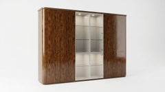 Contemporary Rounded Executive Display Cabinet in Wood Veneer and Glass