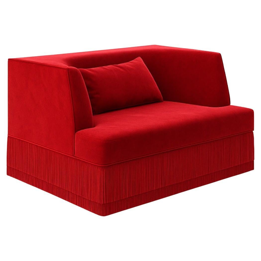 Alcove Contemporary Linear Armchair With Curved Back In Alpaca Red Velvet