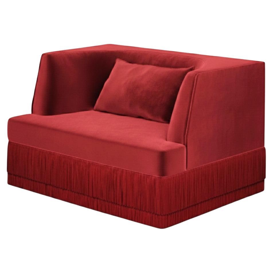 Fauteuil linéaire contemporain Alcove avec dossier incurvé en velours d'Alpaga