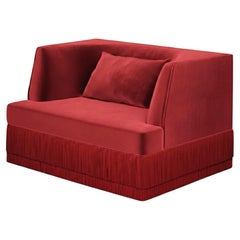 Fauteuil linéaire contemporain Alcove avec dossier incurvé en velours d'Alpaga
