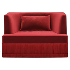 Poltrona lineare contemporanea Alcove con schienale curvo in velluto di alpaca