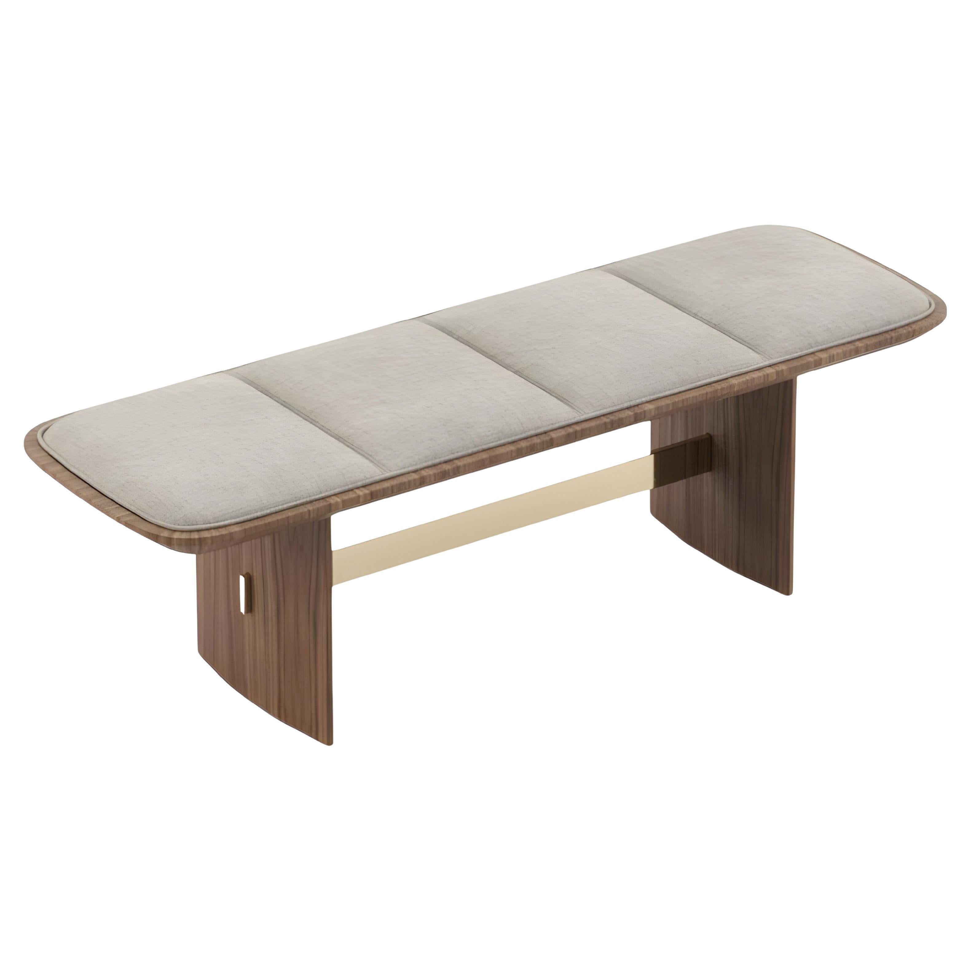 Contemporary Bench with Solid Wooden Structure & Leather Seat