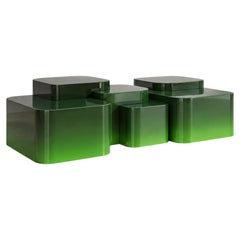 Platea Green Horizon – Coffee Table in Hand-Polished High-Gloss Gradient Lacquer