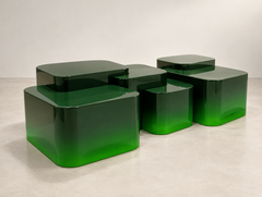 Platea Green Horizon – Coffee Table in Hand-Polished High-Gloss Gradient Lacquer