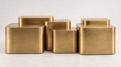 Platea Metal Coffee Table, Handcrafted Brushed Brass, Sidani Design