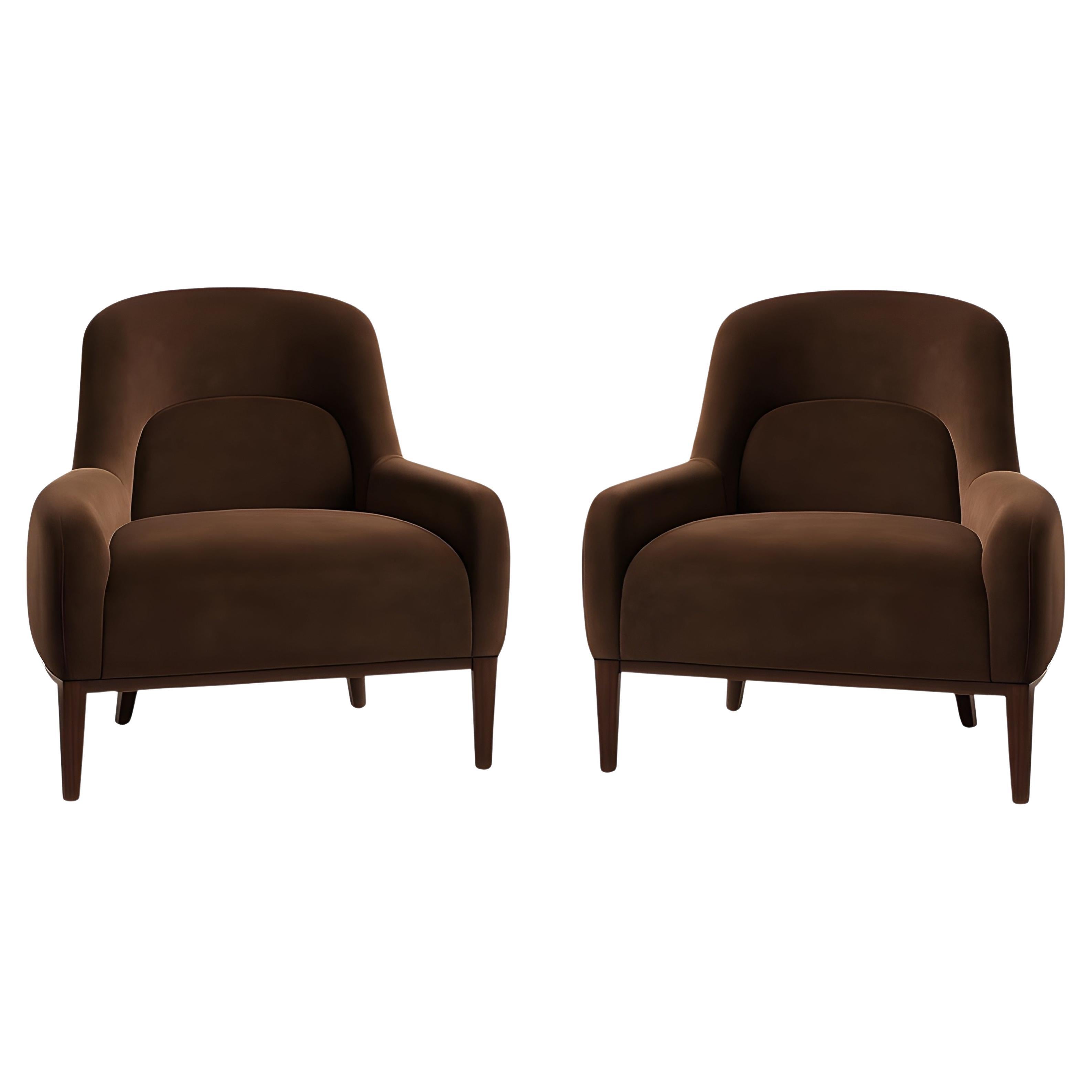 Juego de dos sillones Montreux de estilo retro en terciopelo de alto rendimiento personalizado en venta