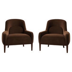 Set of Two Montreux Armchairs in Retro-Style In Custom High Performance Velvet