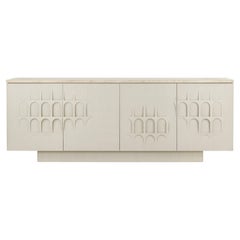 Contemporary Limed Oak Sideboard with Travertine Stone Top By José Castro