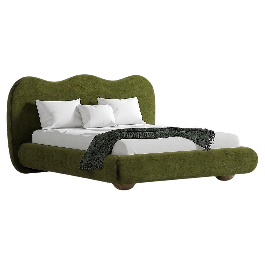 Letto Dandy California King Size in velluto verde muschio