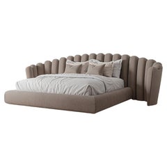 Vendome California King Size Bed Offered In Mohair Velvet Fabric