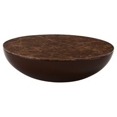 Contemporary Oval Coffee Table, Lacquered Base/ Marble Top