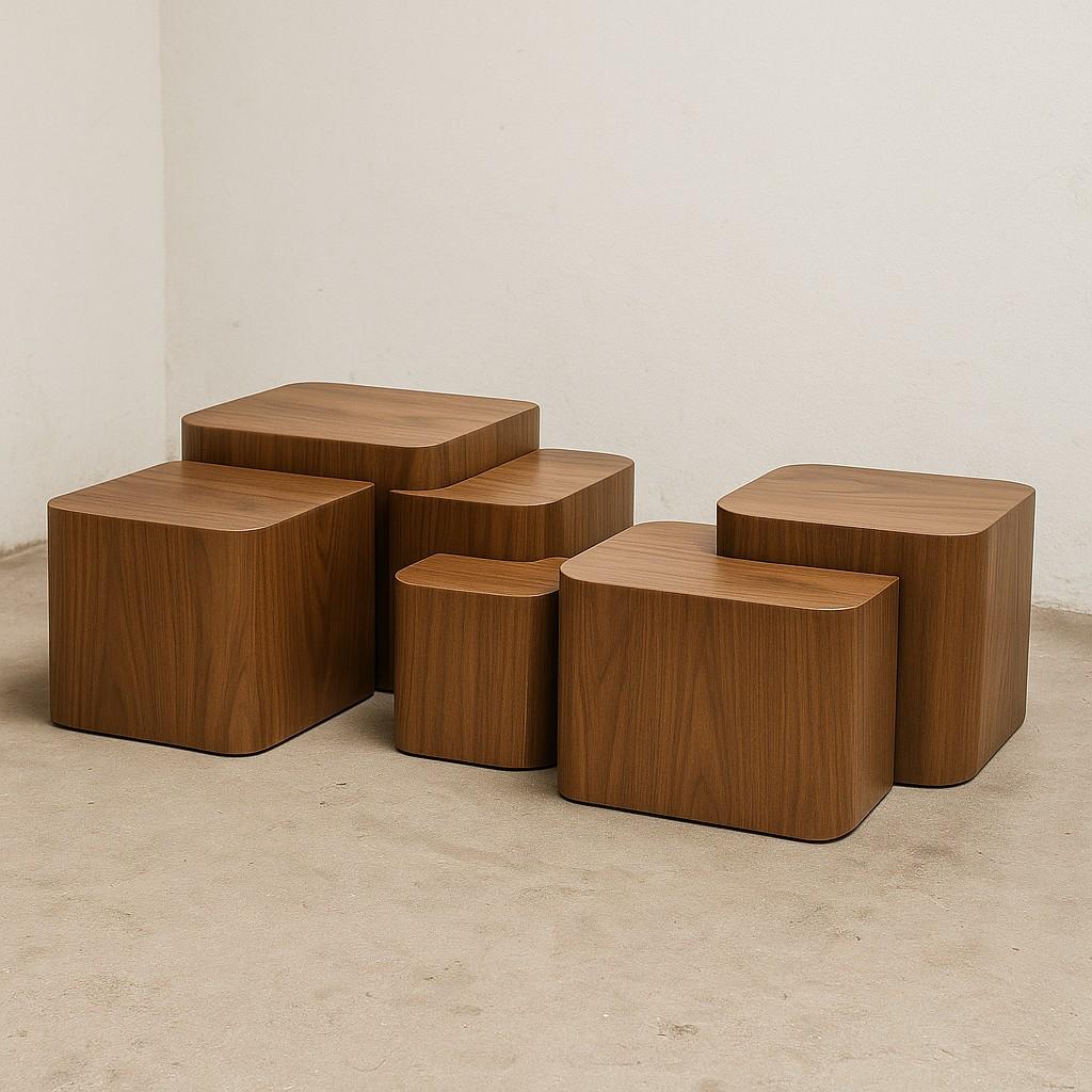 Platea Coffee Table-Composition Of Interconnected Six Cubes In Matte Walnut In New Condition For Sale In NEW YORK, NY