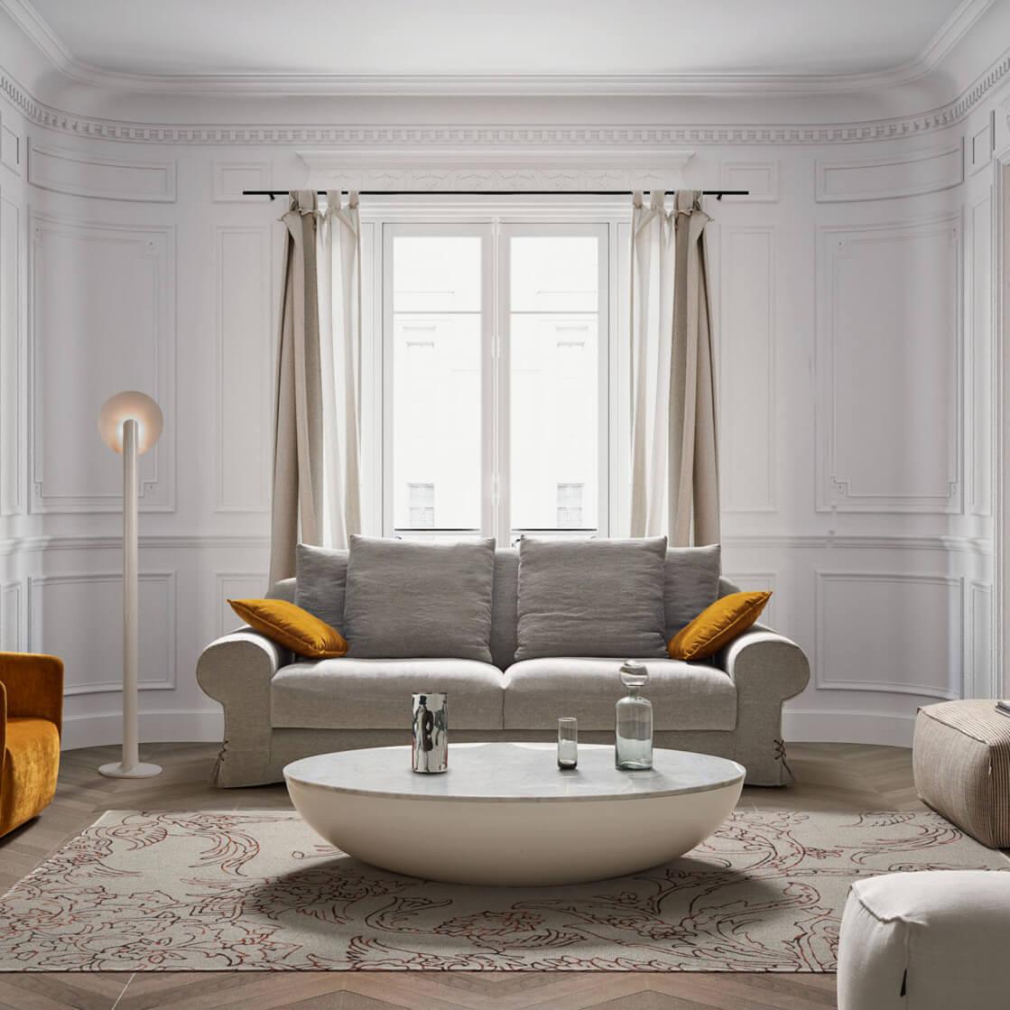 Contemporary Oval Coffee Table, Lacquered Base/ Marble Top For Sale 2