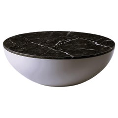 Contemporary Oval Coffee Table, Lacquered Base/ Marble Top