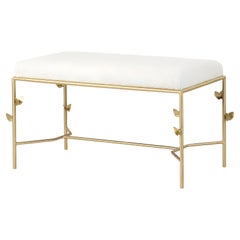 Elegant Glam Velvet Bench with Decorative Brass Structure By José Castro Elegant Glam Velvet Bench with Decorative Brass Structure By José Castro