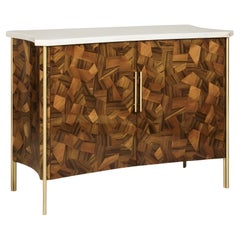 Armario contemporáneo con encimera de mármol y cuerpo de chapa de limba de alto brillo