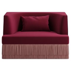 Fauteuil Alcove Linear en velours Jewel-Tone avec jupe à franges, Sidani Design