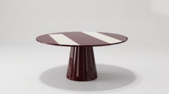 Round Dining Table W/ Pedestal in Deep Burgundy Lacquer- Mondo Design