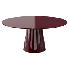 Round Dining Table W/ Pedestal in Deep Burgundy Lacquer- Mondo Design