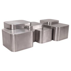 Platea Architectural Coffee Table in Brushed Inox By Sidani Design