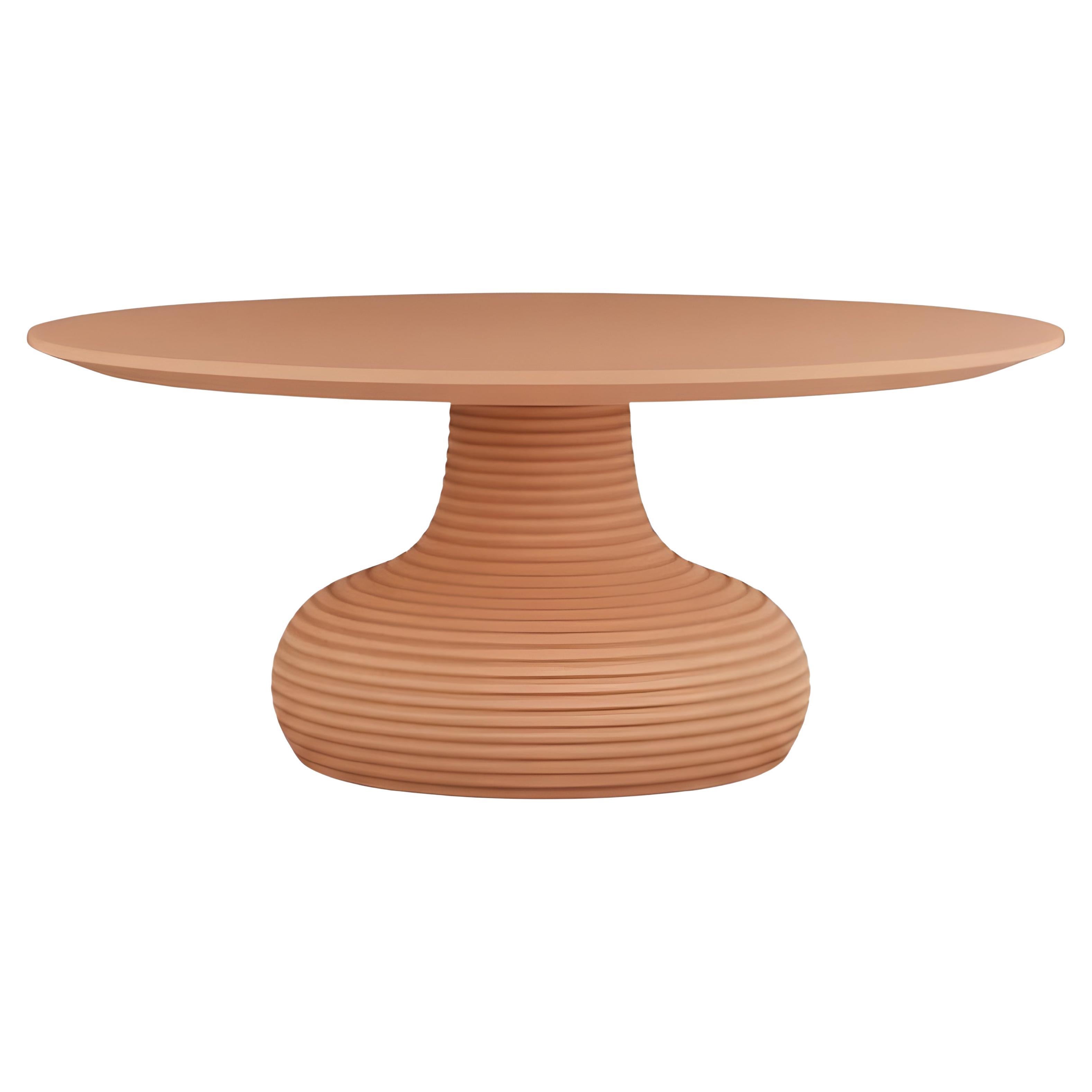 Table de salle à manger d
intérieur/extérieur sculpturale en terre cuite mate fabriquée à la main