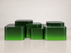 Platea Green Horizon Coffee Table, Hand-Polished Gradient Lacquer-Sidani Design