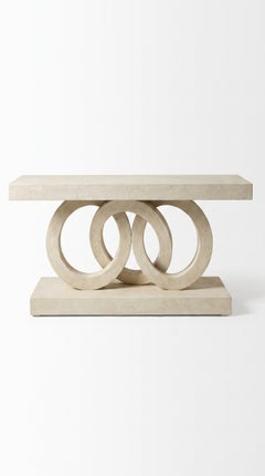 Architectural Plaster Console Table with Interlocking Circular Structure