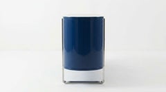 Capsule Credenza in High-Gloss Cobalt Blue Lacquer and Polished Stainless Steel