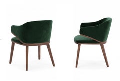Sculptural Curved Dining Armchair in Oak Frame and Upholstered Fabric