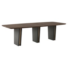 Contemporary Architectural Dining Table in Oak and Matte Charcoal Lacquer