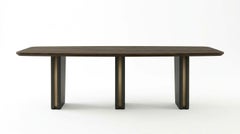 Contemporary Architectural Dining Table in Oak and Matte Charcoal Lacquer