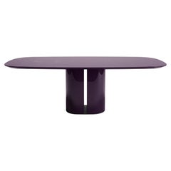 Sculptural Monolithic Dining Table w Central Curved Base Custom Lacquer Finishes