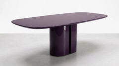 Sculptural Monolithic Dining Table w Central Curved Base Custom Lacquer Finishes