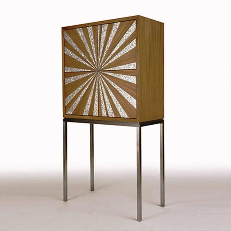 Modern Sun Cabinet by Nada Debs, Contemporary Cabinet with Mother-of-Pearl Inlay For Sale