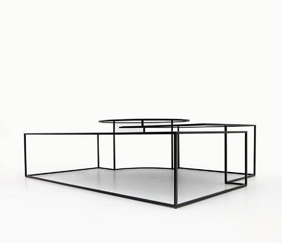 Moderne Table basse géométrique, table basse architecturale contemporaine en acier en vente