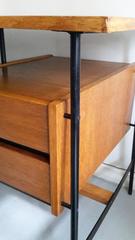 French 20th Century Desk 1960s Made of Oak Veneer and Metal