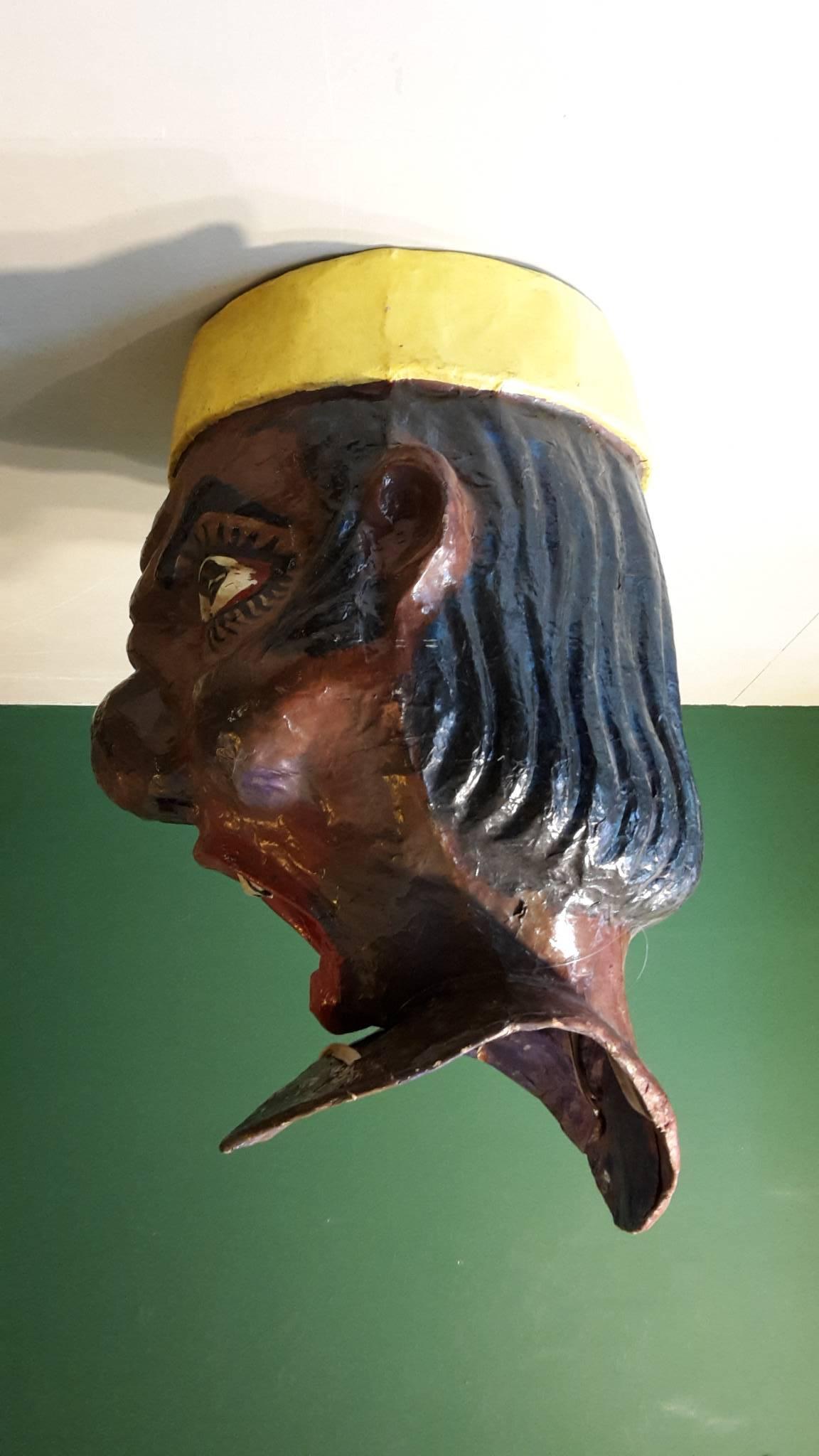 French 20th Century Carnival Head from Nice 1960s Made of Papier Mâché