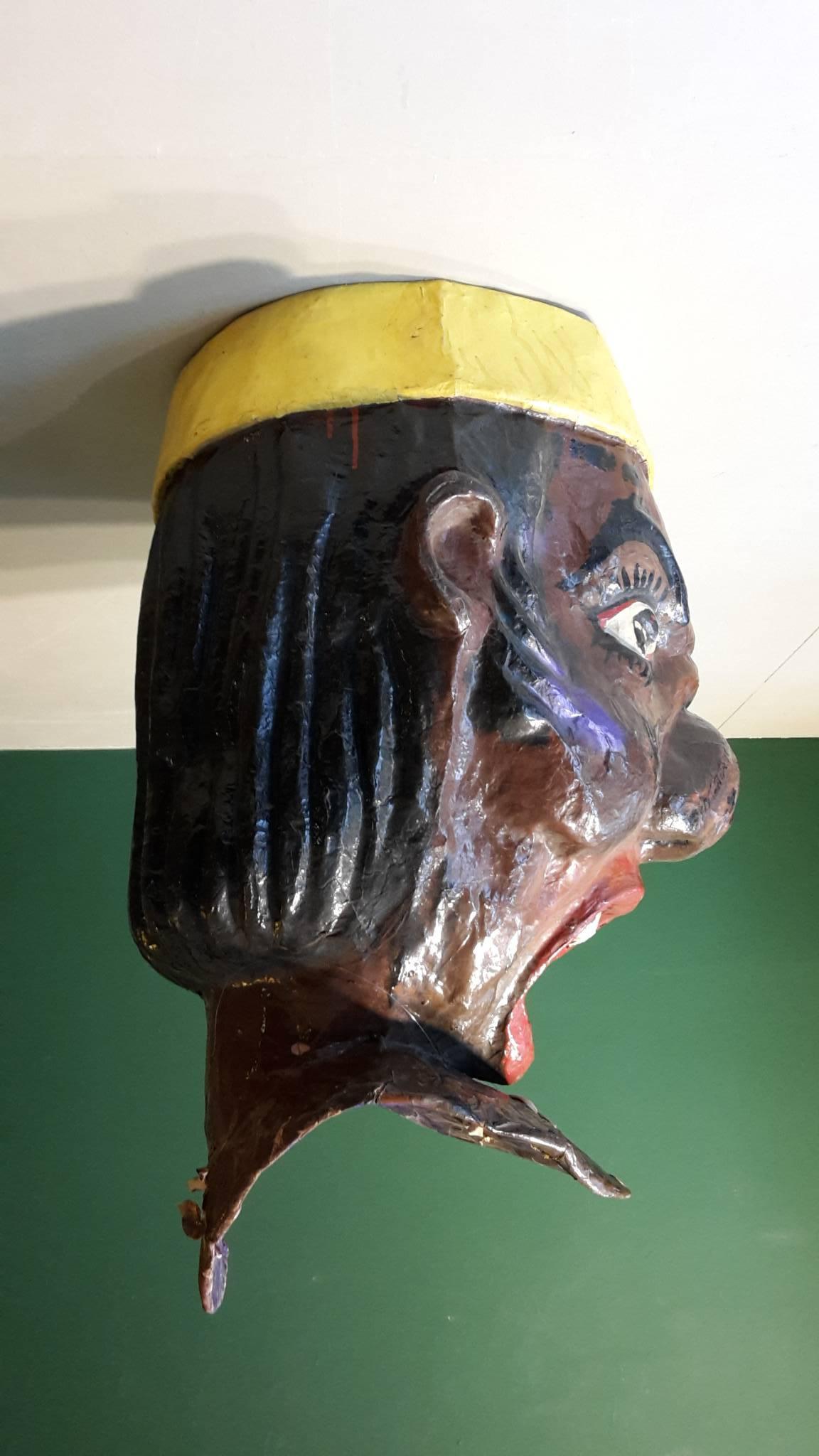 20th century carnival head from Nice made in the 1960s of papier mâché.