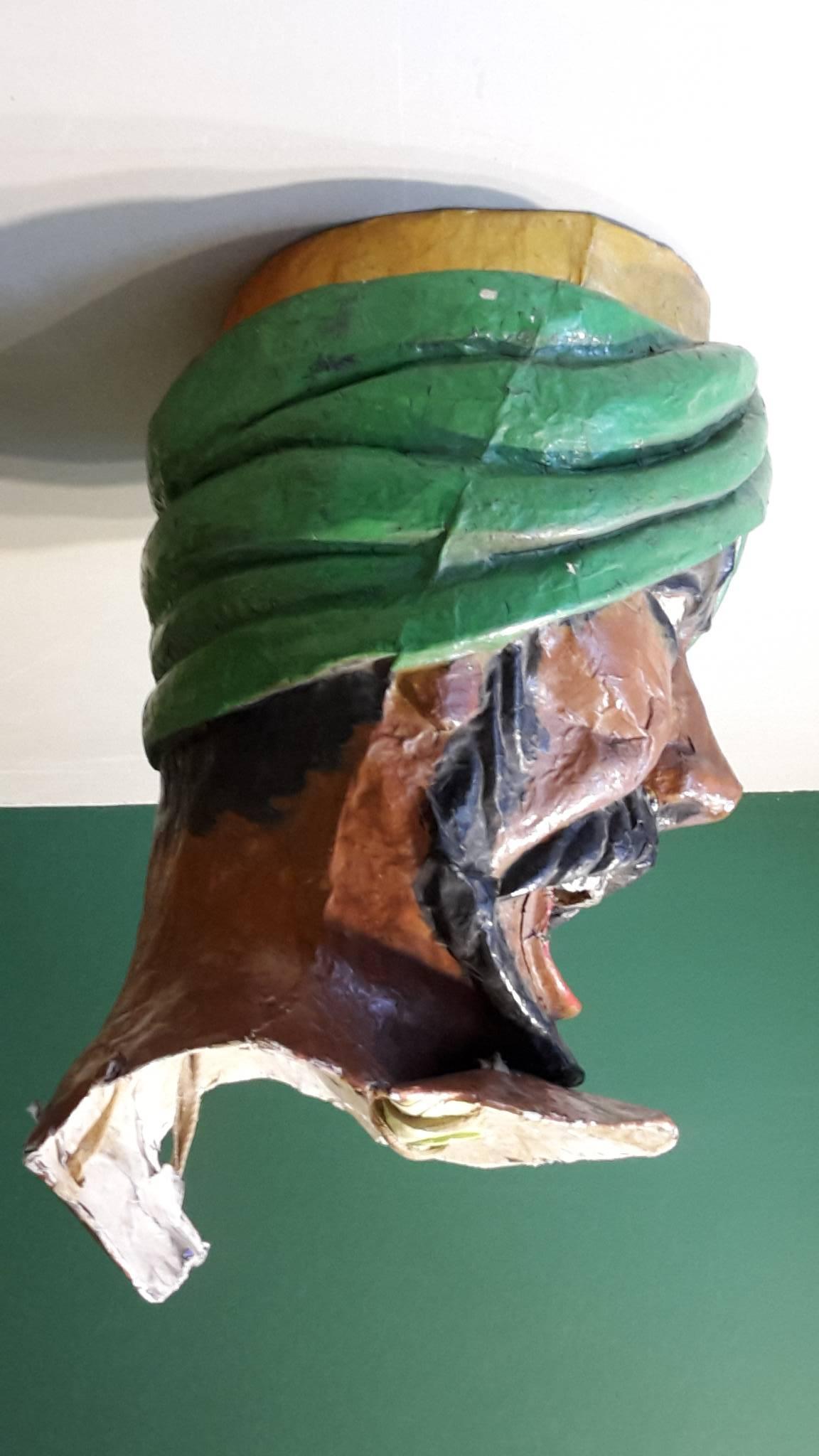 20th century carnival head from Nice made in the 1960s of papier mâché.