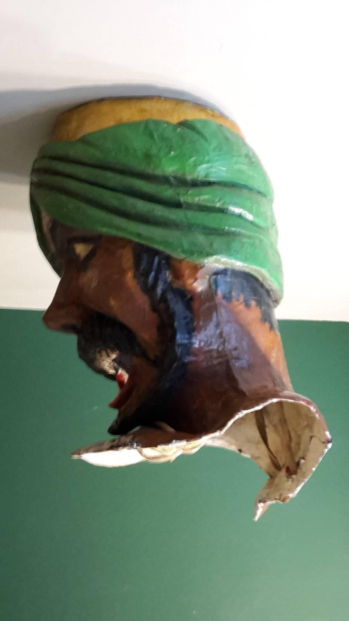 French 20th Century Carnival Head from Nice 1960s Made of Papier Mâché