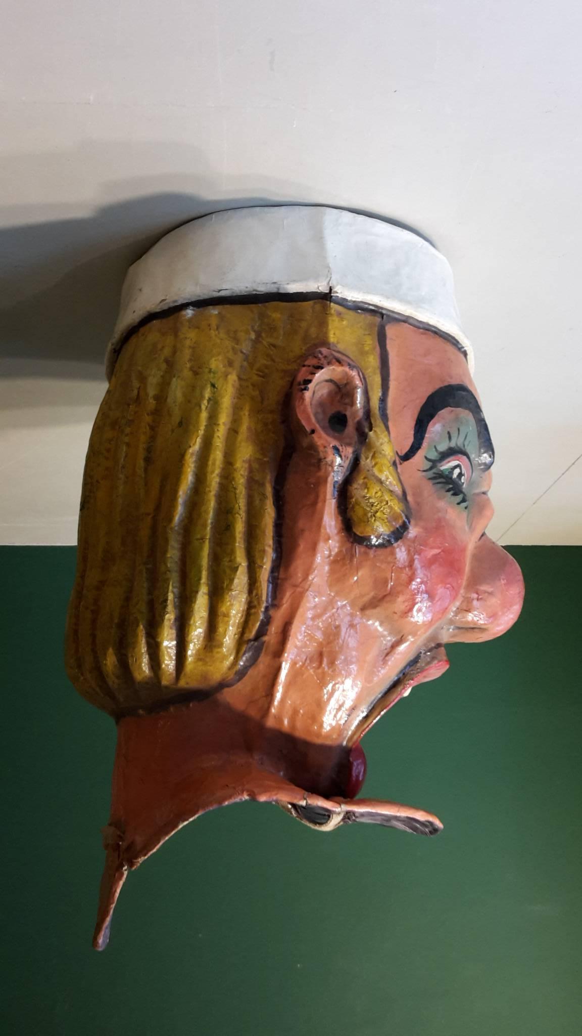 20th century carnival head from nice made in the 1960s of papier mâché.